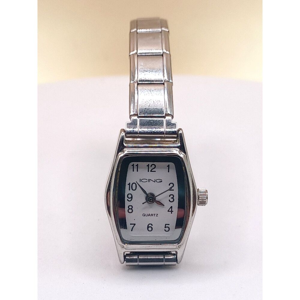 Women's Icing Analog Quartz Silver Tone Bracelet Wrist Watch NEW BATTERY WORKING